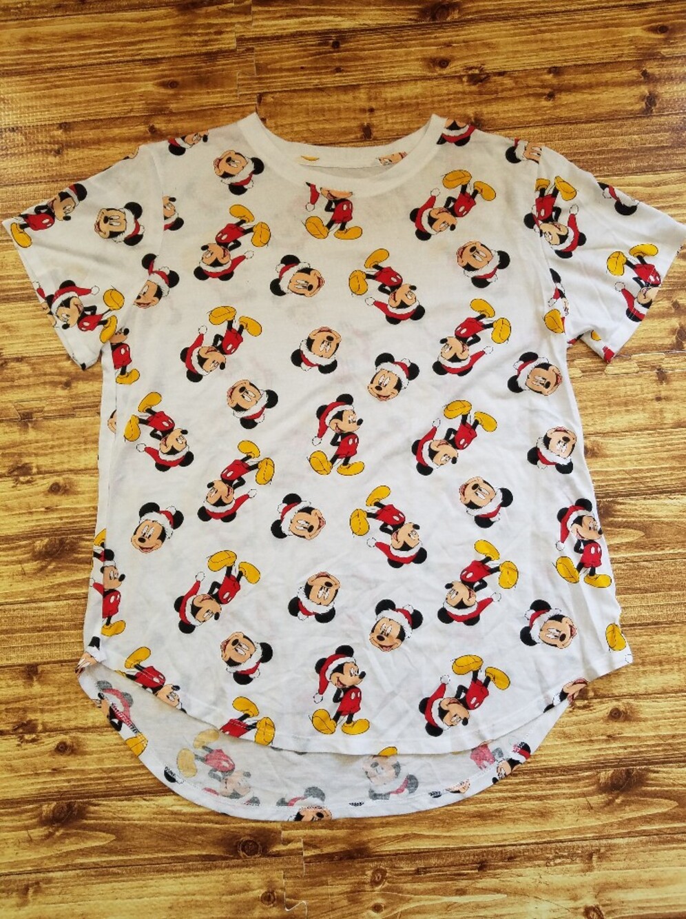 Disney Santa Mickey Mouse Women's Juniors XXL White Shirt Christmas Size 19 2XL